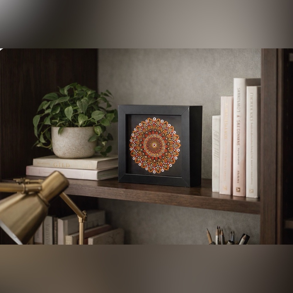 Custom mandala dotting art box frame. Original. Recycled frame I painted
